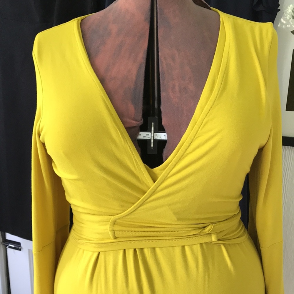 Eloquii Yellow Long Sleeve Wrap Dress - Picture 3 of 8